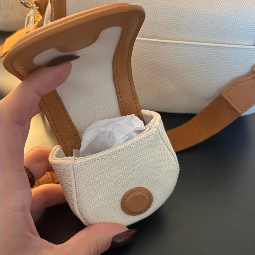 NWT Lululemon Canvas Mini Bag Natural/Chestnut Brown - Picture 14 of 16